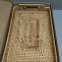 Large Rattan Tray, YACEYACE Hand-Woven Rattan Trays with Handles Bulk, Large Serving Tray for Home, Party, Ottoman, Coffee Table, 17" H x 11.5" L x 2" W