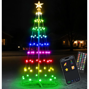 7FT Outdoor Christmas Tree, RGB Color Changing Pre-lit Smart Cone Christmas Tree with LED Lights, App&Remote Control, DIY Multi-Color Lightshow, Music Sync, Christmas New Year Decoration
