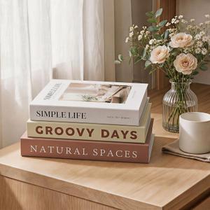Beautiful Decorative Books For Modern Home Decor, Set Of 3 Fake Books For Shelf & Mantel Decoration, Aesthetic Faux Book Stacked For Bookshelf, Coffee Table Living Room Accessories (Assembly Required