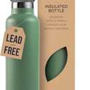 Bambaw 32oz Insulated Water Bottle, Green Stainless Steel Water Bottle, Large Water Bottle Stainless Steel, Hiking Water Bottle, Metal Water Bottle, 32 oz Water Bottle  Sage Green