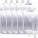 Keon Plastic Pouches - Leak-Proof, Reusable, Flexible Juice Bags, BPA-Free for Travel, Outdoor Sports, Concerts, Events (8OZ - 10PCS + 2 Funnels)