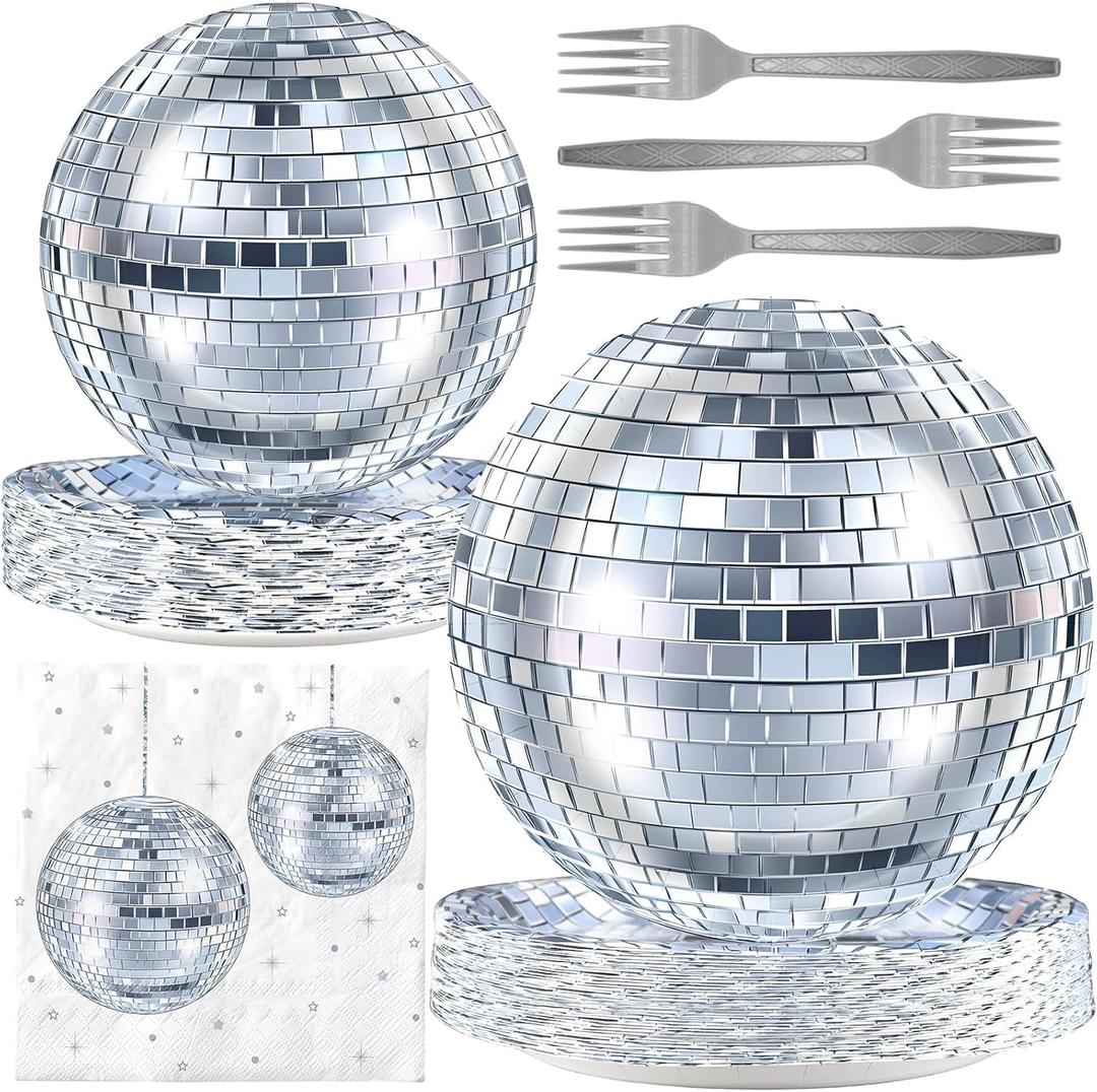 Disco Party Decorations - Disco Party Plates and Napkins for Kids Birthday Party, Serves 40 Guests