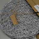 AHHFSMEI Paper Braided Round Placemats Set of 12 Natural Non-Slip Heat Resistant Table Mats for Dining Tables Woven Indoor & Outdoor Place mats for Thanksgiving(Silver)