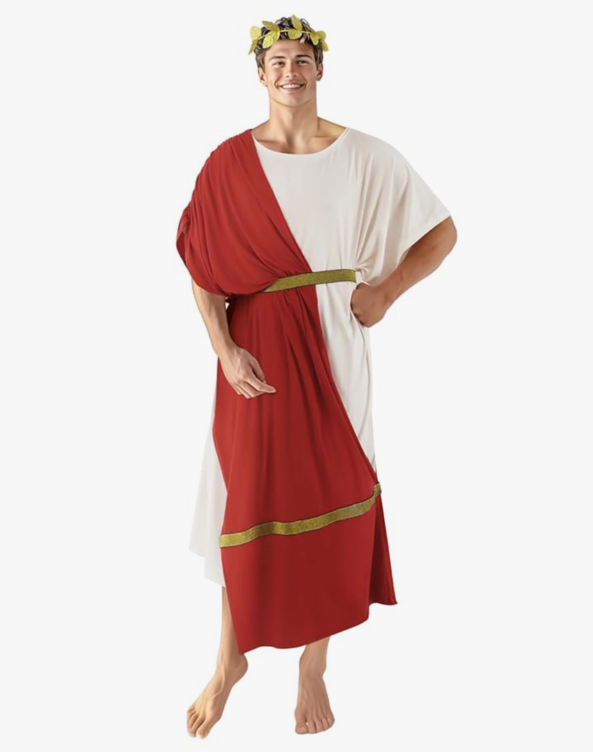 MCJC Adult Greek Toga God Costume, White Roman Deluxe Halloween Cosplay Ancient Robe