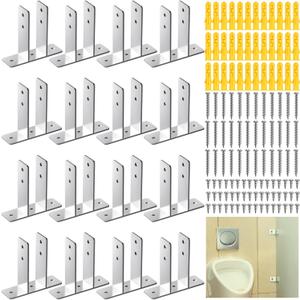 Blulu 16 Pack Urinal Screen Polished Chrome 2-Ear Urinal Screen Brackets for 1 in. Panels with Fasteners Restroom Partition Hardware for New installations or Repairs (1 Inch,Polished Chrome)