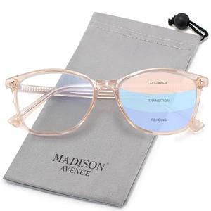 Madison Avenue Vintage TR90 Progressive Multifocus Blue Light Blocking Reading Glasses for Women, Square Anti Glare/Eyestrain Computer Readers 2.0