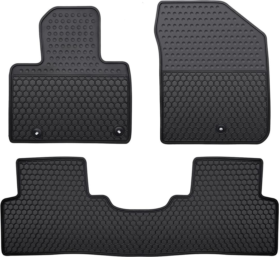 Car Floor Mats Custom Fit for 2021-2023 Hyundai Santa FeOnly Hybrid/2022 2023 Hyundai Santa Fe Plug-in Hybrid(PHEV) Odorless Washable Heavy Duty Rubber All Weather Floor Liners Black