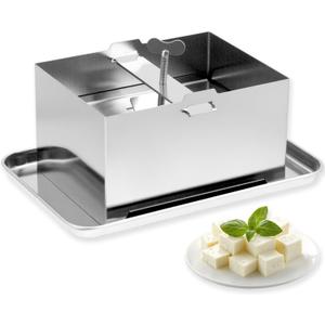 Tofu Press Stainless Steel, Tofu Presser Fast and Efficient Water Removal for Firm Tofu, Easy to Clean & Dishwasher Safe, Comes with Stainless Steel Drip Tray and Cheese Cloth