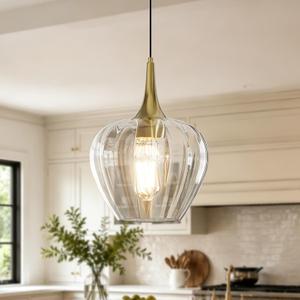 Rayogale Gold Pendant Light Kitchen Island, 10 Inch, Clear Glass, 1 Pack, 9.4 Inches