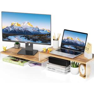 YGYQZ Adjustable Monitor Stand Riser, 9.4" ×19.3" Dual Monitor Desk Stand