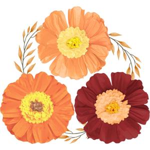2 x NICROHOME Wedding Party Decorations, 6 PCS Large Dark Red and Orange Crepe Paper Flowers Pom Poms Decorations for Engagement, Bridal Shower Cutie Baby Shower Holiday Party Supplies