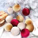 Velvet Ornaments for Christmas Tree 16 Pack 3.15" Velvet Christmas Ball Set, Luxurious Holiday Tree Ornaments for Home Decor, Burgundy Brown