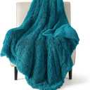 Bedsure GentleSoft Fluffy Turquoise Teal Throw Blanket, Teal Decor Cozy Gifts for Women Men, Soft Fuzzy Sherpa Fleece Plush Thick Warm Faux Fur Throws for Couch, Aqua Blanket Gifts for Mom, 50x60