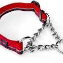 Tuff Pupper Martingale Collar for Dogs | Gentle Nylon & Steel Chain Limited Cinch Design is Perfect for Training | Dual Leash Attachment Points | Durable Quick Release Buckle | Sizing for All Breeds (Medium (16-19" Neck), Fiery Red)