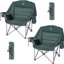 Nice C Camping Chairs, Oversized XL Padded Camping Chair, Outdoor Chair, Lawn Chairs, Lounge Chair, Wide&Thick, Heavy Duty 400lb, Carry Bag, Cupholder & Cooler (Two Green)