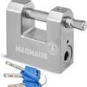 Magmaus RTL50 Heavy Duty Lock for Shipping Container - [Weatherproof] - Secure Outdoor Lock for Storage Unit, Gate, Shed, Fence, Door - 3 Keys (50mm, Silver)