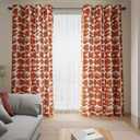 ColorBird Fall Decor Orange Mid-Century Modern Farmhouse Living Room Curtains, Light Filtering 84 Inches Long 2 Panels Set Grommet Patterned Drapes Window Treatment for Dining Room Bedroom