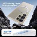 CASEKOO Patented 360 Spin Magnetic Stand for Samsung Galaxy S25 Ultra Case [18FT Military Drop Protection] [Compatible with MagSafe] Translucent Slim S25 Ultra Case 6.9'' 2025, Translucent White