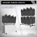 Folding Table And Chair Cart,Two Tier Folding Chair And Table Storage Rack With 800LBS Capacity For 84 Folding Chairs Heavy Metal Folding Chair Holder Rack with Rubber Locking Wheels,Straps and Cover