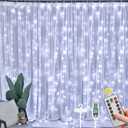 Vicloon Fairy Curtain Lights,300 LED White Curtain Lights,8 Modes 9.89.8Ft Waterproof Window Curtain String Light USB Powered with Remote Control,Christmas String Lights Curtain for Indoor/Outdoor