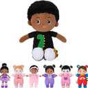 OUOZZZ 13" Black Baby Doll Toys for 1 + Year Old Boy Gifts, African American Doll Birthday Gifts for 1 Year Old Boy Christmas Plush Toys Gift for Toddler Kids Dinosaur
