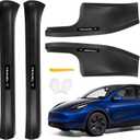 4 Pcs Door Sill Protector for Tesla Model Y 2019-2024 5 Seater - Carbon Fiber Scuff Plate Guards with Installation Kit Front & Rear Pedal Kick Protection, Edge Guards - Not 7-Seater Compatible