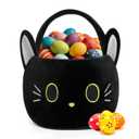 Easter Basket, Easter Baskets for Kids, Black Cat Baskets with Handle for Gifts Empty, Bunny Egg Hunting, Basket Stuffers Essentials