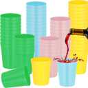 Gerrii 60 Pcs Stadium Cups 16oz Reusable Plastic Large Cups Drink Tumblers for Parties Birthday Picnics Sports Event Wedding Party(Fresh Colors)
