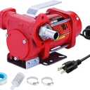 TOPWAY 110V AC Gasoline Fuel Pump 10GPM Self-priming Oil Transfer Pump With Handle, Overheat Protection, Explosion-Proof, Built-in Bypass, for Gasoline Fuel Diesel Kerosene Removal,Red