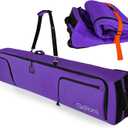 Goloni Ski Bag with Wheels,Padded Snowboard Bag for Air Travel,600D Waterproof Fabric,Foldable Snow Bag Fits 2 Pairs Skis (175cm, Purple)
