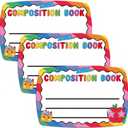 2 x FunooFuno 3 Pcs Composition Book Classroom Decor Bulletin Board Trim 23.62 x 15.75 Inches Bright Rainbow Classroom Decor for Schools Walls Windows Doors School First Day Porch Sign