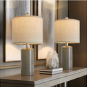 20.25/inch Modern Ceramic Table lamp Set of 2 Small Farmhouse Bedside lamp Dark Grey Nightstand Lamp End Table Lamps for Living Room Bedroom Study Office AMZ-T1109DG0