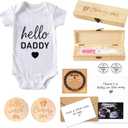 Surprise Pregnancy Announcement For Husband, Pregnancy Reveal Kit Includes Pregnancy Test Box Hello Daddy Baby Bodysuit Pregnancy Reveal Card Daddy Bracelet Decision Coin And Wooden Announcement Signs, Hello Daddy Pregnancy Announcement For Dad