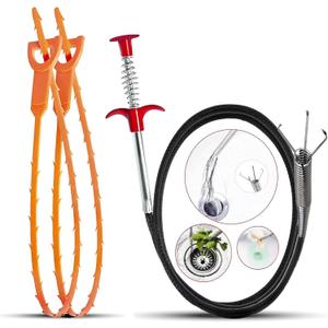 Drain Snake,76 inch Flexible Grabber Claw Pick Up Reacher Tool, Drain Clog Remover - Gutter Cleaning Tools for Home Sink, Bathroom Tub, Drain, Toilet, Tight Spaces