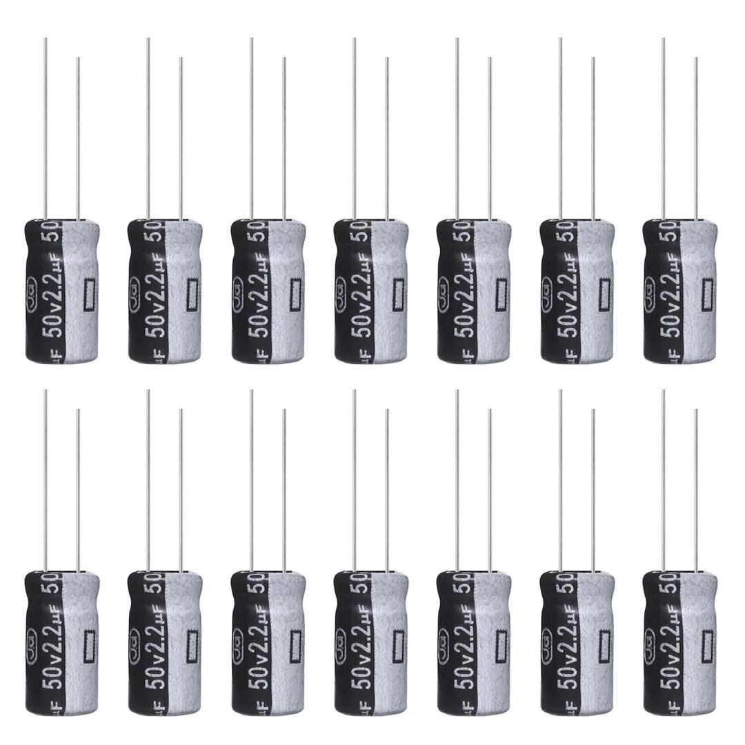 2.2uF 50V 5x11mm Electrolytic Capacitor 2.2 UF MFD 50 Volt 0.2x0.43in Aluminum Capacitors (Pack of 15)