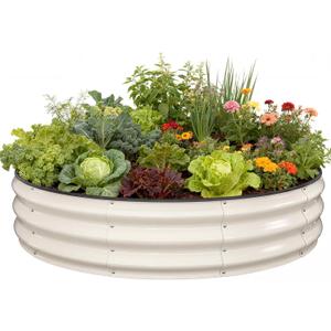 Pattiumo Galvanized Raised Garden Bed 4×4×1 FT, Round Metal Raised Garden Bed Outdoor Planter Box with Open Bottom, Rust-Resistant Steel Garden Bed for Vegetables Herbs Flowers, Easy Assembly