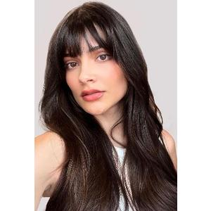 Bangs Hair Clip - Brown Black Clip in Bangs Real Human Hair, Fake Bangs Clip on Bangs for Women Fringe with Temples Wispy Bangs Hair Extensions for Daily Wear