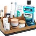 Bathroom Counter Organizer and Storage, 7 Slots Detachable Toothbrush Holders for Bathrooms, Anti-Slip Electric Toothbrush and Toothpaste Holder Countertop