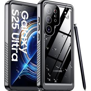 Temdan Designed for Samsung Galaxy S25 Ultra Case Waterproof, Built-in Lens & Screen Protector Military Grade Shockproof Dropproof IP68 Underwater Full Body Phone Case for Galaxy S25 Ultra 6.9"-Black