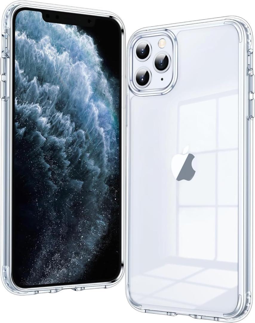FNTCASE for iPhone 11 Pro-Max Case: Clear Phone Cases Compatible with Magsafe Slim Anti Yellowing Military Grade Drop Protection Rugged Shockproof Protective Transparent Cell Cover (B-Clear)