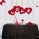 PartyDelight Sequin Tablecloth Black Rectangle 50"x80" Shimmer Table Cloths Sparkle Glitter Decorations