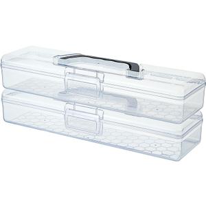 2 Pack Plastic Tool Box - Clear Storage Box with Handle - Portable Container - Rectangular Long 12.99'' 3.42'' 2.24''