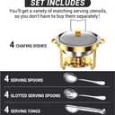 Round Chafing Dishes for Buffet 5 Qt,High Grade Chafing Dish Buffet Set, Full Size Pan,Rolled-Edge Design Food Warmers for Parties,Buffet,Wedding,Birthday,Camping 4 PACK (Gold)