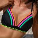 popvil High Waisted Bikini Sets for Women Tummy Control Swimsuits Two Piece Neon V Neck Drawstring Bathing Suits 2026 (Black, L)