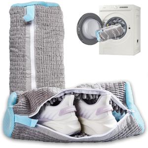 Shoe Washing Machine Bag, 2Pcs Reusable Shoe Cleaning Bag for Washing Machine, Shoe Laundry Bag for Washer, Cleaner bag for Sneakers Tennis Shoes (Grey 2pcs)