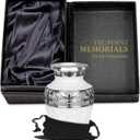 Trupoint Memorials Small Urns for Human Ashes Keepsake, Decorative Mini Cremation Urn for Adult Men & Women, White with Silver Lining