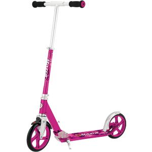Razor A5 Lux Kick Scooter for Kids Ages 8+ - 8" Urethane Wheels, Anodized Finish Featuring Bold Colors and Graphics, for Riders up to 220 lbs, Pink