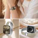 BAITEYOU Narrow Metal Band Compatible with Apple Watch Bands 38mm 40mm 41mm 42mm 44mm 45mm 46mm 49mm (Series 11 10 9 8 7 6 5 4 3 2 1 SE Ultra), Dressy Thin Stainless Steel iWatch Bands for Women