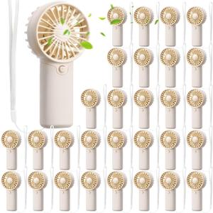 30 Pcs Mini Portable Fan Handheld Battery Operated Portable Small Personal Fans for Summer Travel Beach Indoor Outdoor Cooling Gift (White)