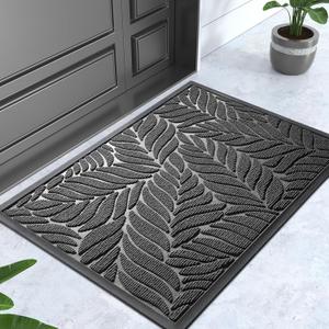 Yimobra Door Mat Outside Entrance, All-Season Waterproof Indoor Outdoor Doormat, All-Weather Non-Slip Welcome Mats for Front Door, Low Profile, Patio Porch, 29.5x17, Grey (29.5x17 Inch)